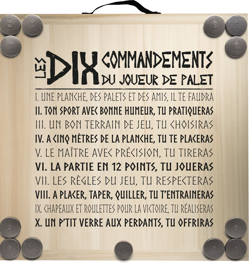 Kit de jeu de palets breton - Les 10 Commandements du joueur de palet -