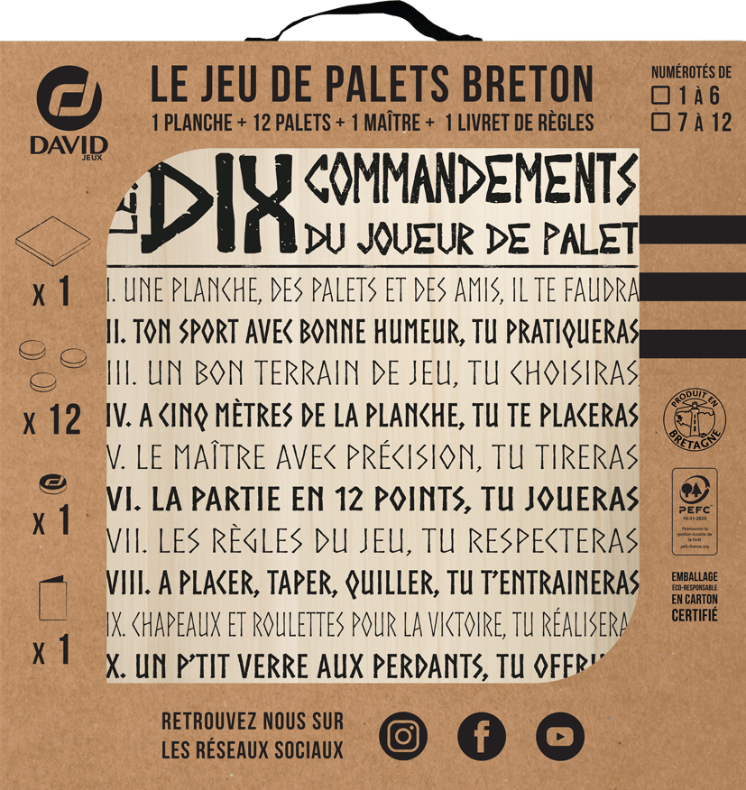 Kit de jeu de palets breton - Les 10 Commandements du jouer de palet -